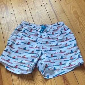 Chubbies White and Blue Shorts with Boot Print